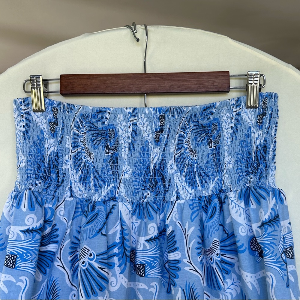 Sail to Sable CK Bradley Tiered Ruched Midi Skirt in Blue Bradley, size - Picture 4 of 7
